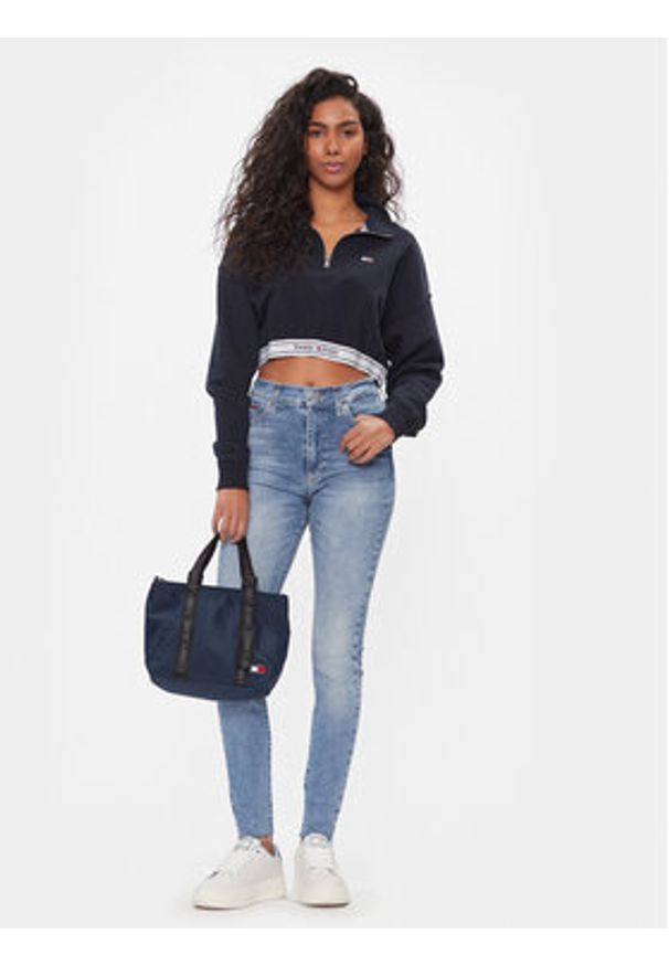 Tommy Jeans Bluza DW0DW16129 Granatowy Regular Fit. Kolor: niebieski. Materiał: bawełna