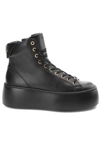 Czarne Sneakersy Carinii Damskie Stylowe Obuwie. Okazja: na co dzień. Kolor: czarny. Materiał: skóra. Szerokość cholewki: normalna. Obcas: na platformie. Styl: elegancki #7