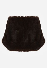 Born2be - Brązowe Ponczo Etola z Futerka w Stylu Szala Cahreva. Okazja: na wesele, na ślub cywilny, na imprezę. Kolor: brązowy. Materiał: futro. Styl: klasyczny, elegancki #3