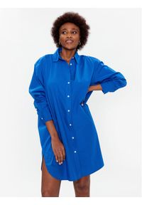 TOMMY HILFIGER - Tommy Hilfiger Sukienka koszulowa Solid WW0WW37102 Niebieski Oversize. Kolor: niebieski. Materiał: bawełna. Typ sukienki: oversize, koszulowe