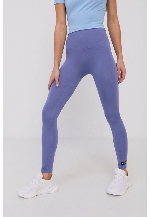 adidas Performance - Legginsy. Stan: podwyższony. Kolor: niebieski. Sport: fitness