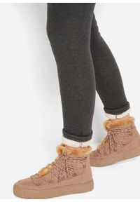 bonprix - Legginsy na podszewce z polaru baranka. Kolor: szary. Materiał: polar #3