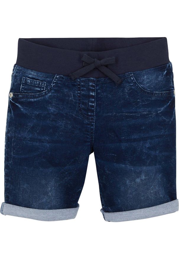 bonprix - Szorty dżinsowe mid waist. Kolor: niebieski