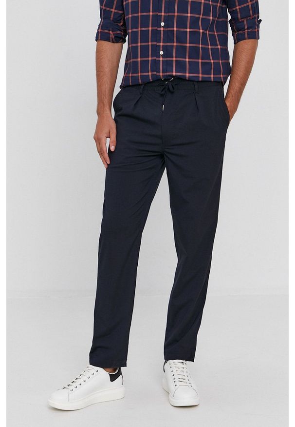 Polo Ralph Lauren Spodnie męskie kolor granatowy proste. Okazja: na co dzień. Kolor: niebieski. Materiał: tkanina. Wzór: gładki. Styl: casual