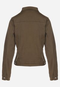 Born2be - Ciemnozielona Bawełniana Kurtka Jeansowa Zapinana na Metalowe Guziki Auratia. Okazja: na spacer, na co dzień. Kolor: zielony. Materiał: bawełna, jeans. Długość rękawa: długi rękaw. Długość: długie. Styl: casual, klasyczny #6