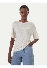 BOSS T-Shirt C_Emma 50556387 Beżowy Regular Fit. Kolor: beżowy. Materiał: len #1