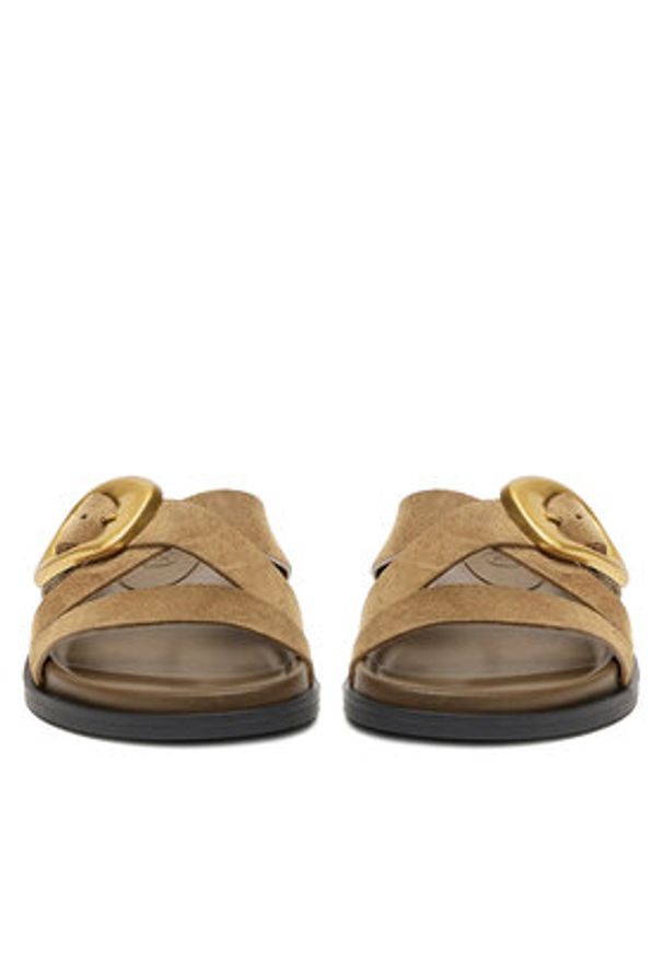 Gino Rossi Klapki MOIRA-E252765LM Khaki. Kolor: brązowy. Materiał: zamsz, skóra