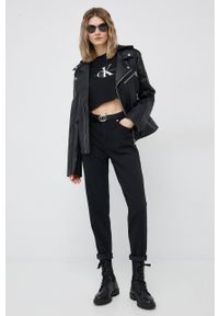 Calvin Klein Jeans longsleeve bawełniany kolor czarny. Kolor: czarny. Materiał: bawełna. Długość rękawa: długi rękaw. Wzór: nadruk #4