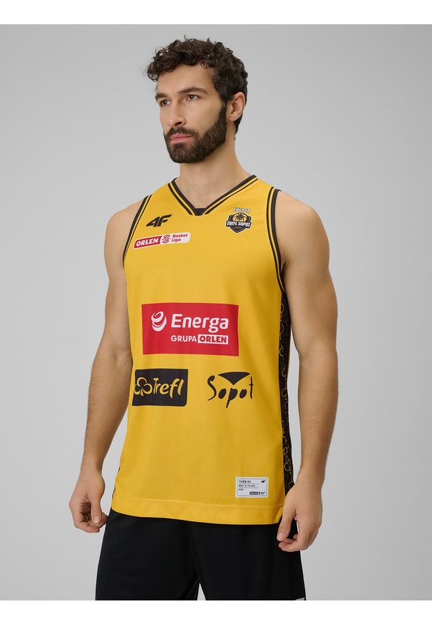 4f - 4F Koszulka meczowa replika domowa z sezonu 2025/26 męska 4F x Trefl Sopot - żółta XXL. Kolor: żółty. Materiał: materiał. Wzór: nadruk