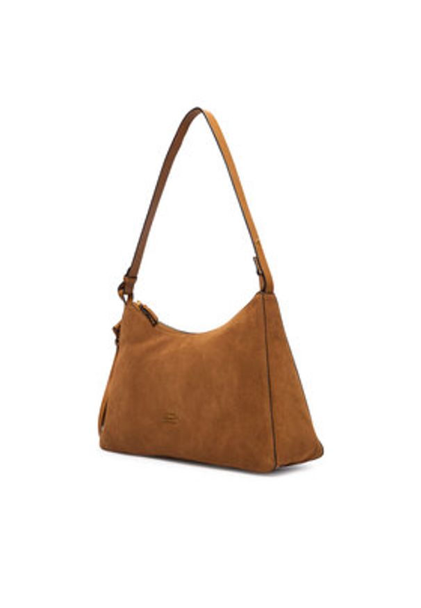 TOMMY HILFIGER - Tommy Hilfiger Torebka Th Statement Shoulder Bag Suede AW0AW18824 Brązowy. Kolor: brązowy. Materiał: skórzane, zamszowe