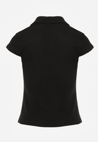 Renee - Czarna Taliowana Koszula z Bawełnianej Dzianiny z Marszczeniem Sonona. Kolor: czarny. Materiał: bawełna, dzianina. Styl: elegancki, klasyczny #7