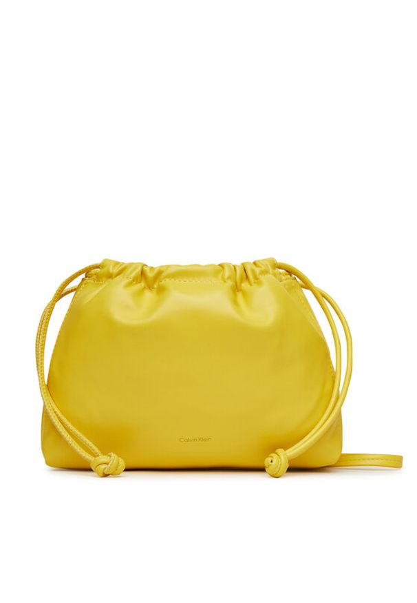 Calvin Klein Jeans Torebka Drawstring Crossbody26 LV04K3060G Żółty. Kolor: żółty. Materiał: skórzane