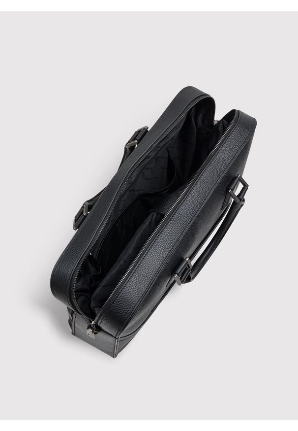 Pako Lorente - PAKO LORENTE - Czarna skórzana aktówka męska. Kolor: czarny. Materiał: skóra