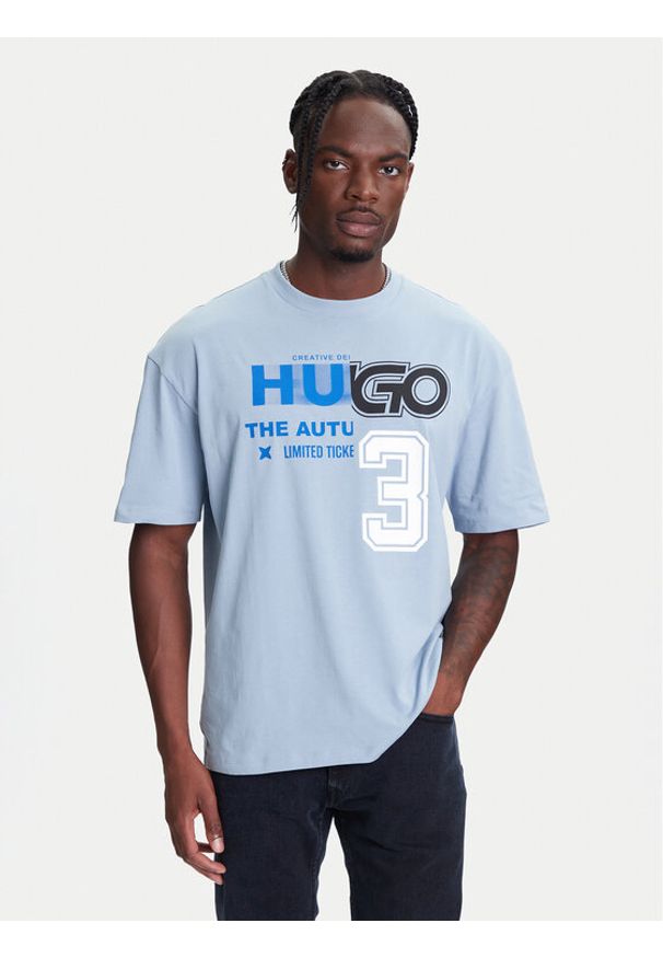 Hugo - HUGO T-Shirt Nesite 50544168 Niebieski Loose Fit. Kolor: niebieski. Materiał: bawełna