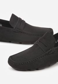 Born2be - Czarne Półbuty Mokasyny z Imitacji Zamszu Sewelka. Okazja: na co dzień. Kolor: czarny. Materiał: zamsz. Styl: klasyczny, casual, elegancki #4