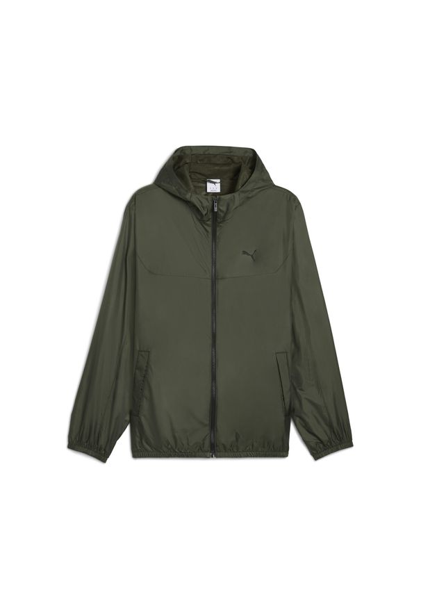 Puma - Męska Wiatrówka o standardowym kroju Essentials PUMA. Kolor: zielony. Materiał: guma. Wzór: nadruk. Sport: bieganie