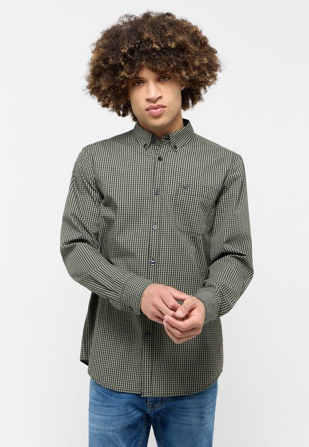 Mustang - MUSTANG CHESTER GINGHAM MĘSKA KOSZULA W KRATĘ KRATA NA GUZIKI ELEGANCKA GREEN CHECK 1015613 12636. Styl: elegancki