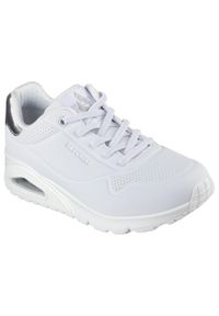 skechers - Damskie UNO SHIMMER AWAY Sneakersy Biały / Srebrny. Kolor: szary, biały, wielokolorowy. Materiał: guma, poliester, materiał. Szerokość cholewki: normalna. Model: Skechers Sport. Sport: turystyka piesza, fitness