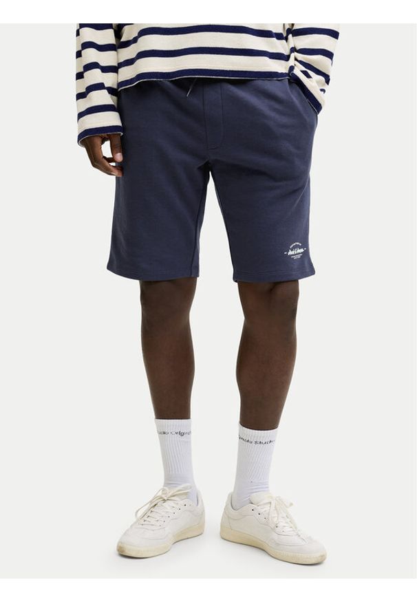 Jack & Jones Szorty sportowe Gordon Brandon 12292136 Granatowy Regular Fit. Kolor: niebieski. Materiał: bawełna. Styl: sportowy