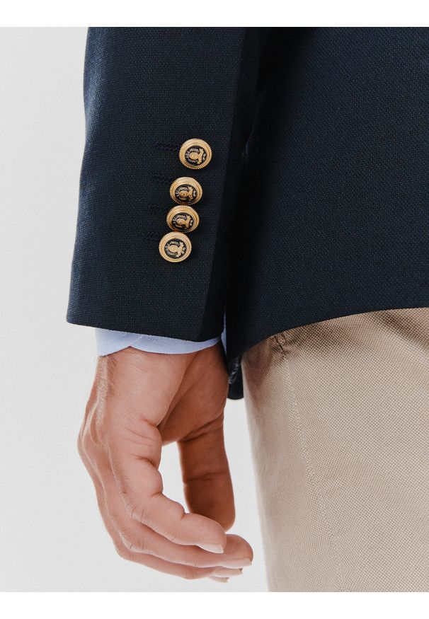 Pako Lorente - PAKO LORENTE – Granatowa casualowa marynarka męska. Okazja: na co dzień. Kolor: niebieski, czarny. Wzór: gładki. Styl: casual