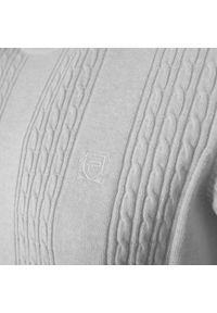 Lekki, Męski Sweter Bawełniany - Pako Jeans - Jasny Popiel, Faktura Materiału. Okazja: na spotkanie biznesowe, do pracy. Materiał: bawełna. Styl: biznesowy, klasyczny #3