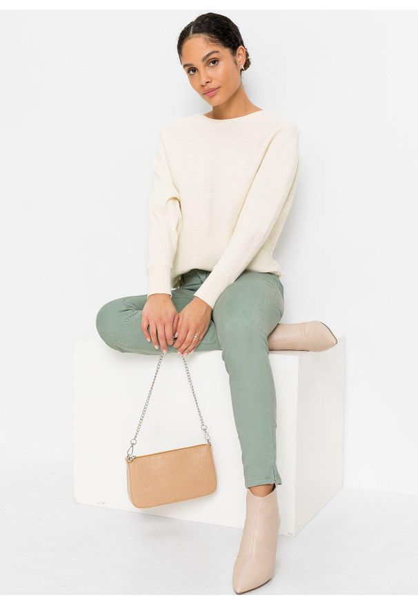 bonprix - Spodnie ze stretchem. Kolor: zielony