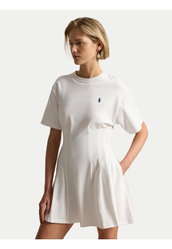 Polo Ralph Lauren Sukienka codzienna 211A96342002 Biały Slim Fit. Okazja: na co dzień. Typ kołnierza: polo. Kolor: biały. Materiał: bawełna. Typ sukienki: proste. Styl: casual