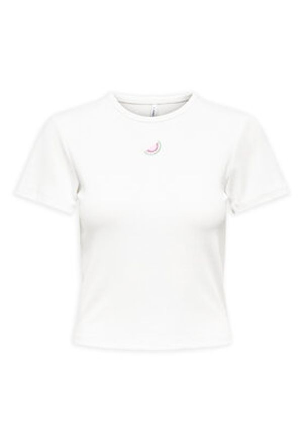 only - ONLY T-Shirt Daniella 15350554 Biały Slim Fit. Kolor: biały. Materiał: syntetyk