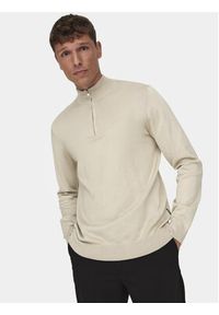 Only & Sons Sweter Wyler 22021264 Beżowy Regular Fit. Kolor: beżowy. Materiał: wiskoza