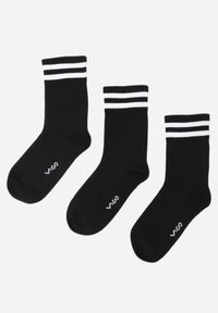 Renee - Czarne 3-pack Skarpety za Kostkę z Bawełną i Ozdobnymi Paskami Jellik. Kolor: czarny. Materiał: bawełna. Wzór: paski #1