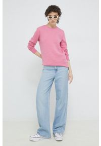 Superdry bluza damska kolor różowy melanżowa. Kolor: różowy. Materiał: bawełna, włókno, materiał. Długość rękawa: długi rękaw. Długość: długie. Wzór: melanż #5