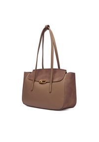 Calvin Klein Torebka Hardware Brushed Flap Tote Bag LV04F3336G Beżowy. Kolor: beżowy. Materiał: skórzane #5