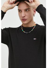 Tommy Jeans longsleeve bawełniany kolor czarny gładki. Kolor: czarny. Materiał: bawełna. Długość rękawa: długi rękaw. Wzór: gładki #3
