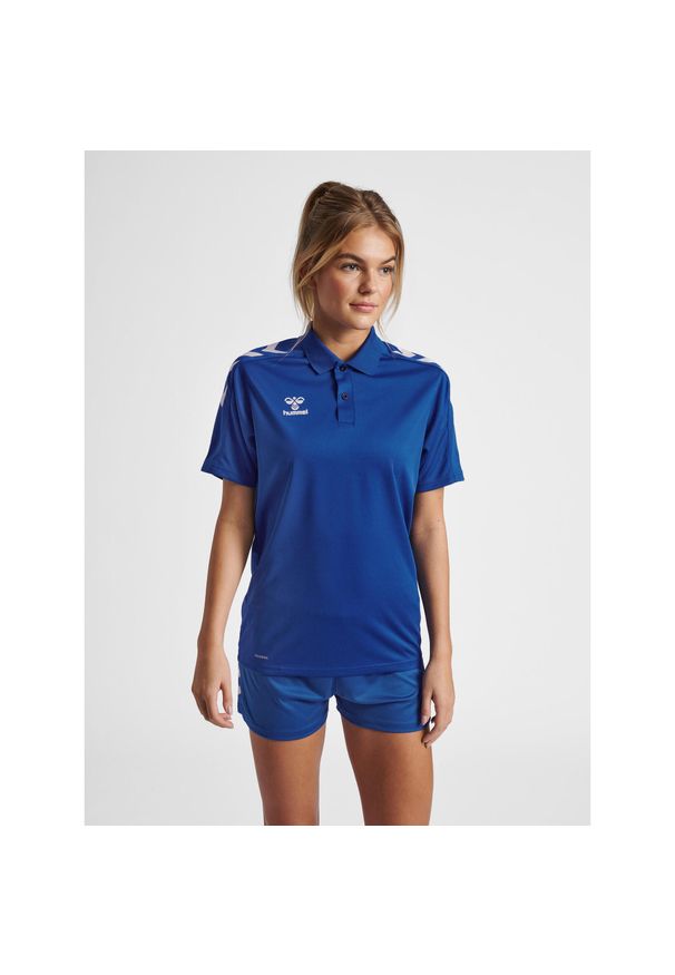 Damska koszulka polo Hummel Functional. Typ kołnierza: polo. Kolor: niebieski. Materiał: materiał. Styl: sportowy