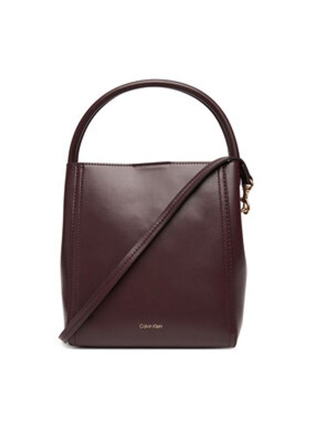 Calvin Klein Torebka Ck Bucket With Strap LV04F3174G Bordowy. Kolor: czerwony. Materiał: skórzane