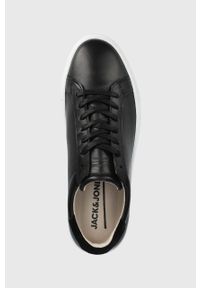 Jack & Jones buty skórzane kolor czarny. Nosek buta: okrągły. Zapięcie: sznurówki. Kolor: czarny. Materiał: skóra