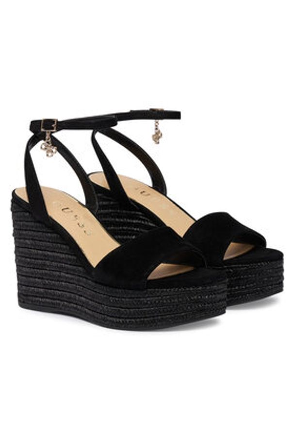 Guess Espadryle FLJLY2 SUE04 Czarny. Kolor: czarny. Materiał: skóra, zamsz