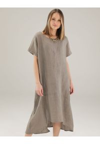 Unisono - LUŹNA SUKIENKA Z LNU 18-201282 FANGO. Materiał: len #1