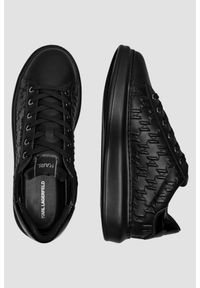 Karl Lagerfeld - KARL LAGERFELD Czarne męskie sneakersy KAPRI MENS Monogram Emboss Lo, Rozmiar 45. Okazja: na co dzień. Kolor: czarny. Materiał: materiał #5