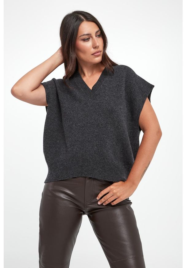 Marella - Kamizelka damska z wełny dziewiczej Cardiff MARELLA MONOCHROME. Materiał: wełna