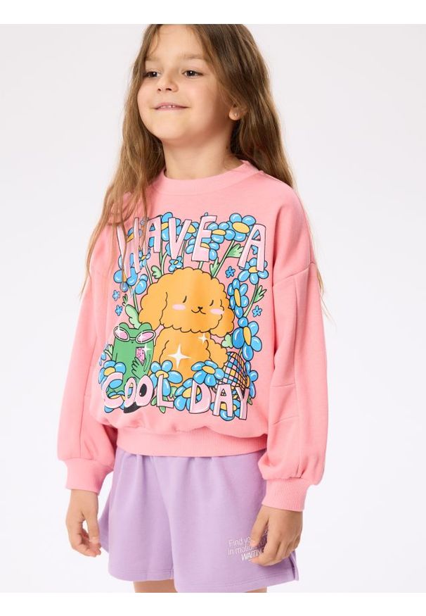 Reserved - Bluza Boffie & Poko - różowy. Kolor: różowy. Materiał: bawełna, dzianina