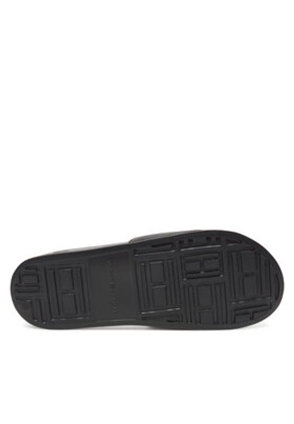TOMMY HILFIGER - Tommy Hilfiger Klapki Hilfiger Print Tumble Pool Slide FM0FM05505 Czarny. Kolor: czarny. Materiał: skóra. Wzór: nadruk