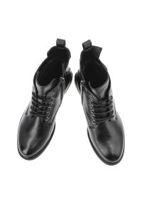 Czarne Botki Vinceza Klasyczne Buty Damskie. Zapięcie: sznurówki. Kolor: czarny. Materiał: jeans, materiał, skóra. Szerokość cholewki: normalna. Obcas: na obcasie. Styl: klasyczny. Wysokość obcasa: niski #4