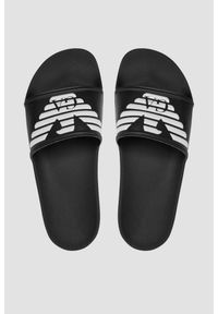 Emporio Armani - EMPORIO ARMANI Czarne klapki Mules PVC logo. Kolor: czarny #3