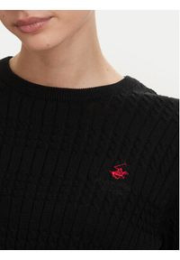 Beverly Hills Polo Club Sweter P-SS26W-M537390BLK Czarny Regular Fit. Typ kołnierza: polo. Kolor: czarny. Materiał: bawełna #3