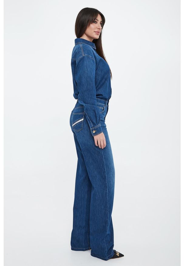 Elisabetta Franchi - Kombinezon damski z denimu ELISABETTA FRANCHI. Materiał: denim