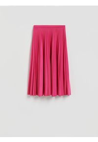 Reserved - Plisowana spódnica - jasnofioletowy. Kolor: fioletowy. Materiał: dzianina. Wzór: gładki #1