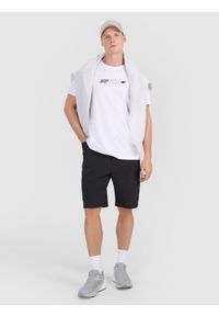 4f - 4F T-shirt regular z nadrukiem męski - biały M. Okazja: na co dzień. Kolor: biały. Materiał: bawełna, materiał, jersey. Długość rękawa: krótki rękaw. Długość: krótkie. Wzór: nadruk. Styl: klasyczny, sportowy, casual