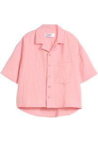 bonprix - Bluzka dziewczęca muślinowa z bawełny. Kolor: różowy. Materiał: bawełna #1