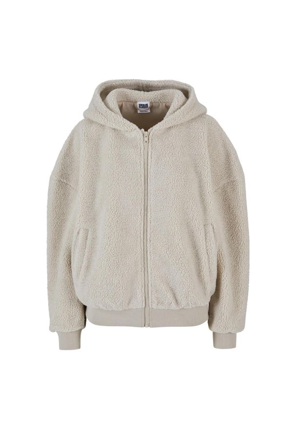 Urban Classics - Bluza Damska Sherpa Oversized Full Zip Hoodie. Kolor: beżowy